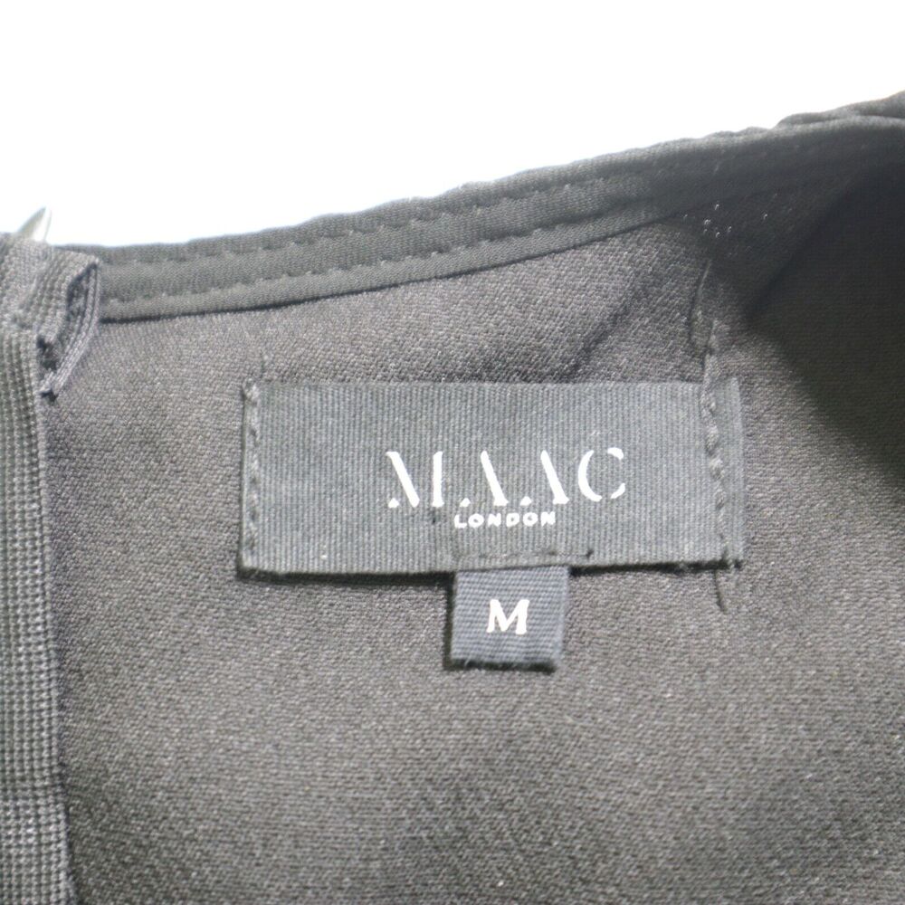 MAAC London Size M Cann Midi Dress Sheer Asymmetrical Fringe Black - Picture 10 of 11